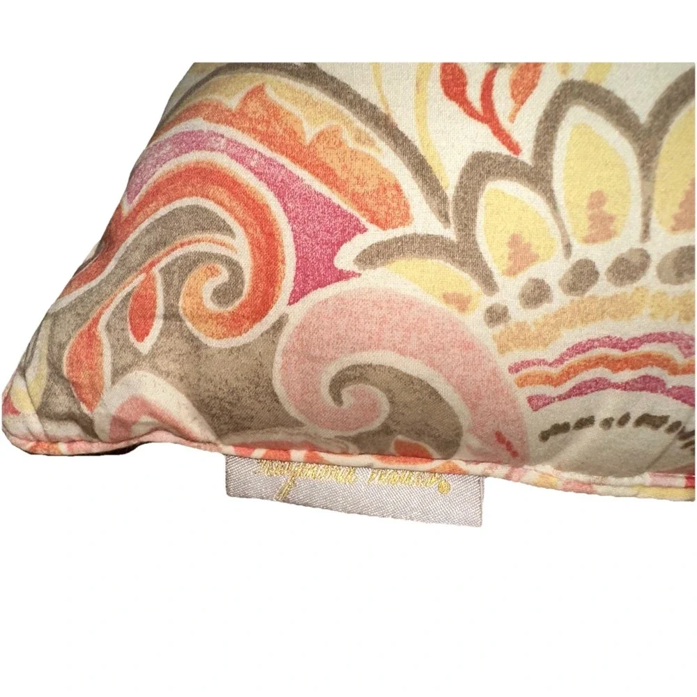 Set Of 2 Raymond Waites Accent Throw Pillows‎ Pink Multicolor Paisley Cotton EUC